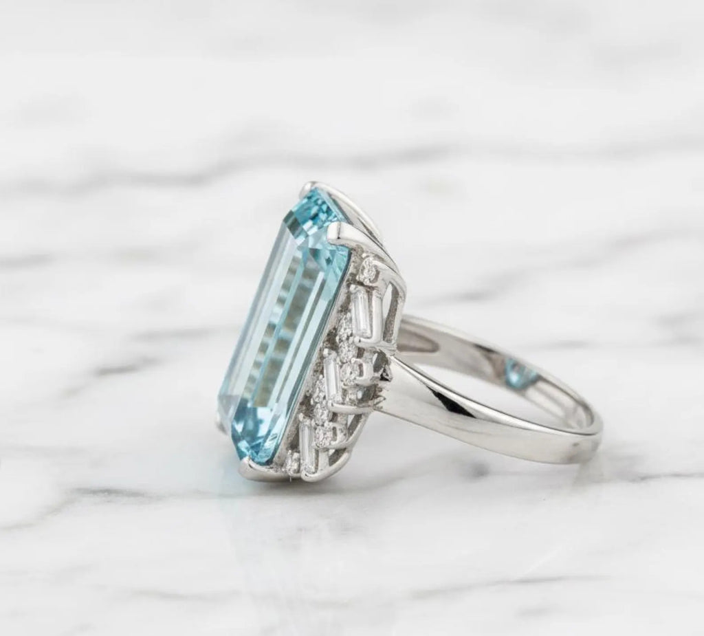 Sky Blue Topaz Emerald Cut Ring – 15×22 mm | 925 Sterling Silver