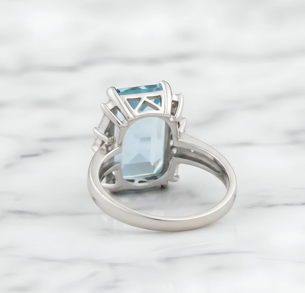 Sky Blue Topaz Emerald Cut Ring – 15×22 mm | 925 Sterling Silver