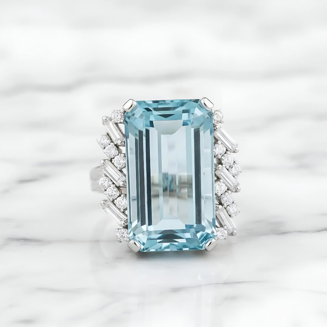 Sky Blue Topaz Emerald Cut Ring – 15×22 mm | 925 Sterling Silver
