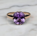 Natural Amethyst 10 mm Round Cut Ring – Rose Gold Plated 925 Sterling Silver