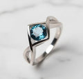 London Blue Topaz Ring in Rhodium-Plated 925 Sterling Silver