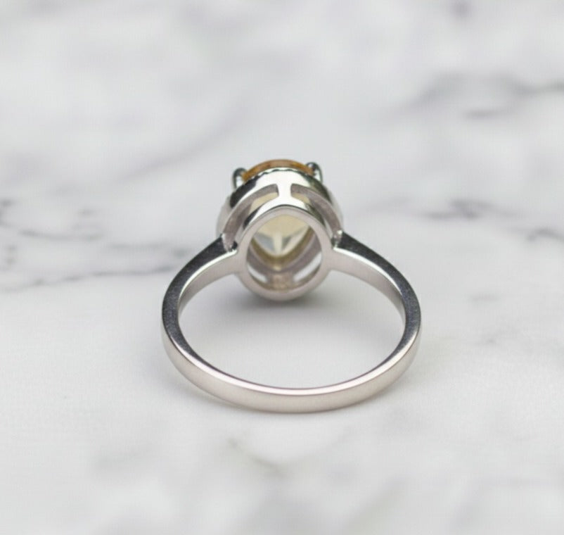 Natural Yellow Citrine Ring – 6×8 mm Pear Cut | 925 Sterling Silver