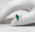 London Blue Topaz Ring – 5×10 mm Marquise Cut | Gold Plated 925 Sterling Silver | Handmade Gemstone Ring